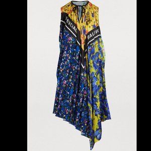 Balenciaga Floral and Logo Patchwork Midi Scarf Dress NWT